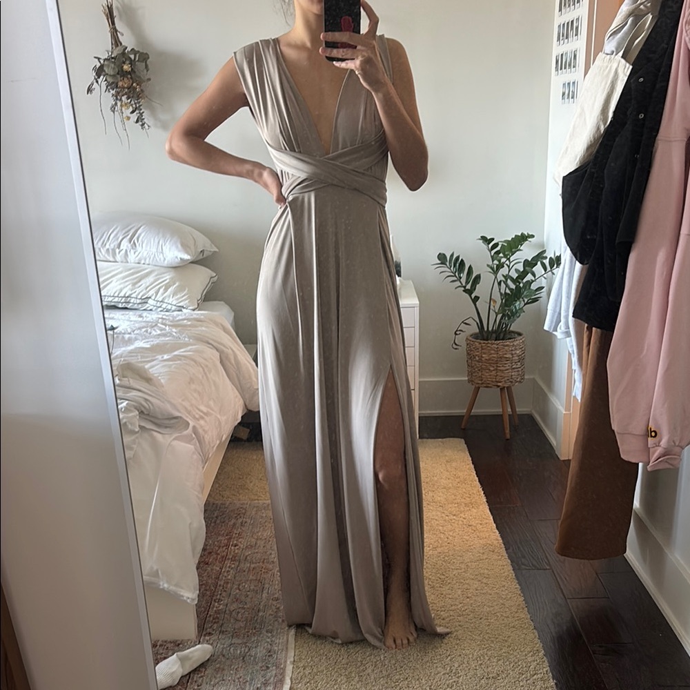 Twobirds taupe maxi dress